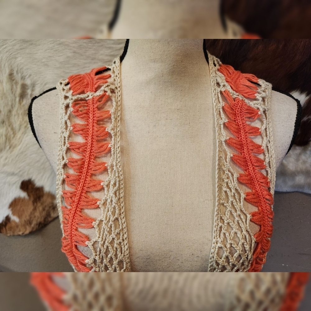 Frazzle Crochet Fringe Vest Sz L - Picture 3 of 9